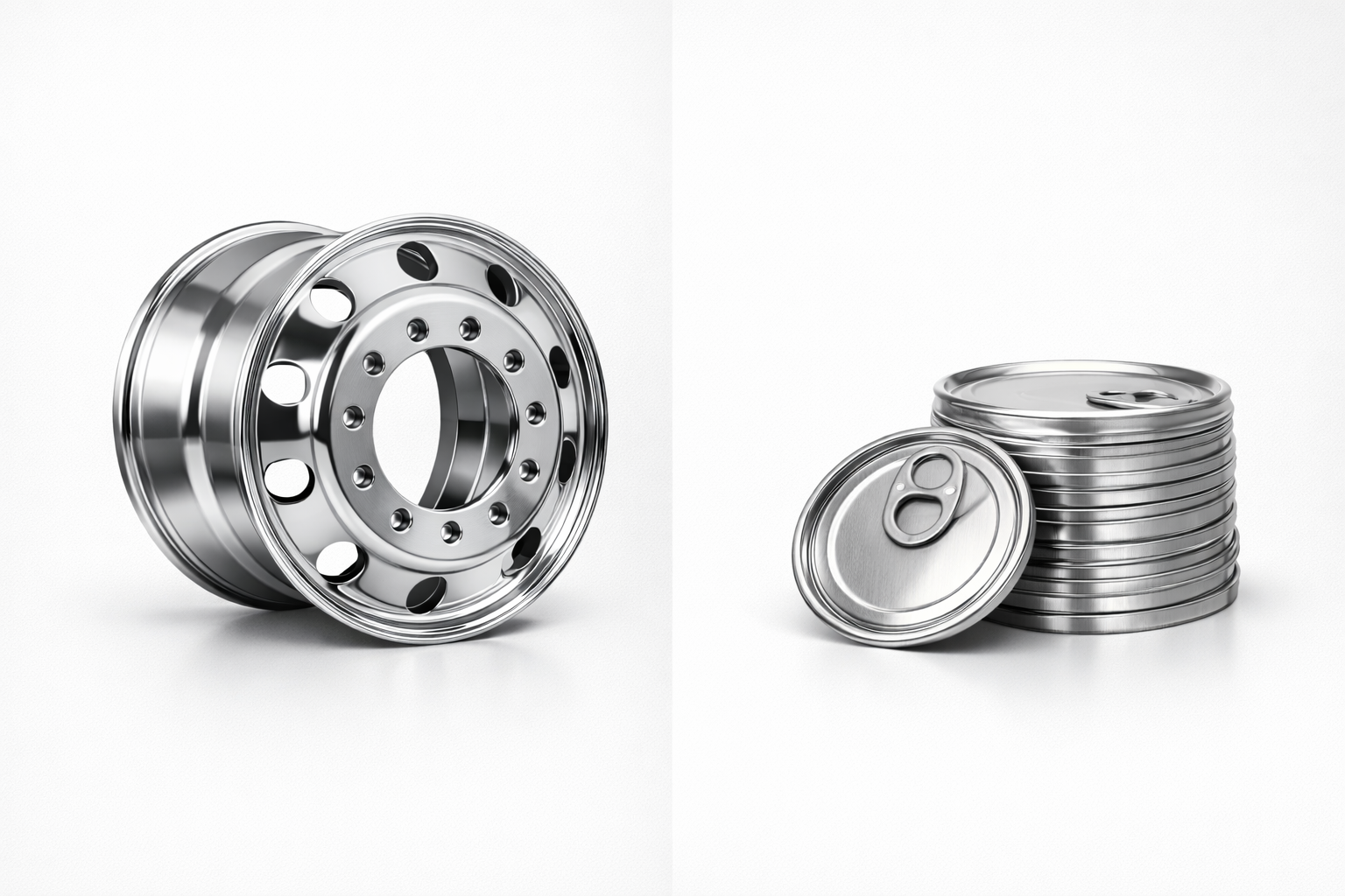 Aluminum finished products including wheels and cans